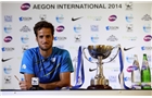 EASTBOURNE, ENGLAND - JUNE 21:  Feliciano Lopez of Spain answers questions from the media after beating Richard Gasquet of France during their Men's Finals match on day eight of the Aegon International at Devonshire Park on June 21, 2014 in Eastbourne, England. (Photo by Jan Kruger/Getty Images)